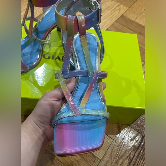 Gianni Binni Bexxlie Rainbow Holographic Heeled WITH BOX Sandals (US 6) - Picture 13 of 17